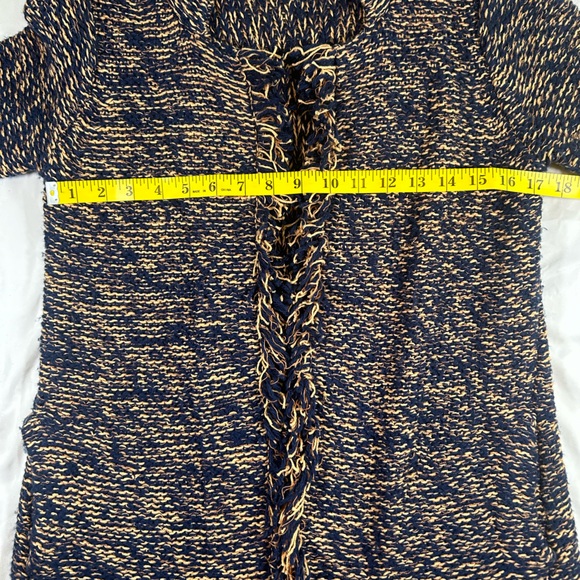 Sparrow Anthropologie Women’s Blue/Gold Fringe Sweater Cardigan size Small - Picture 6 of 8